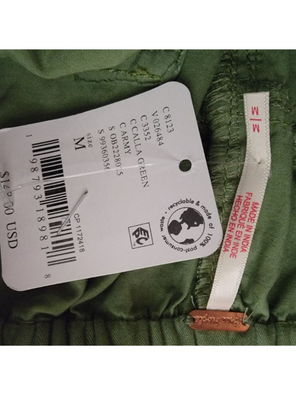 Free People Onset Cargo Pants Utility Y2K Parachute Indie Green 90s Womens M - Picture 7 of 7